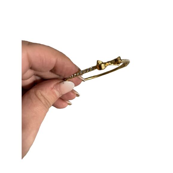 Kate Spade Hinged Embellished Bow Bangle Gold - Picture 2 of 6